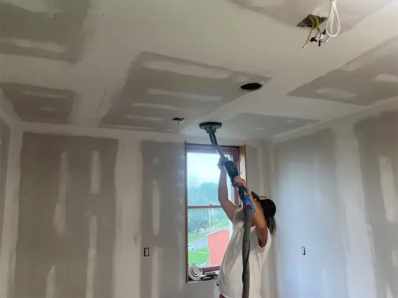 A finished coffered ceiling and walls ready for the final coat